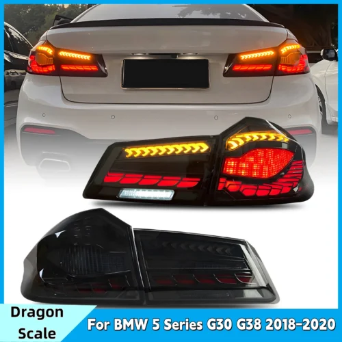 أضواء خلفية السيارة لسيارات BMW 5 Series G30 G38 2018-2020 LED التنين مقياس نموذج الذيل ضوء الجمعية جديد وصول Autp Raplace أجزاء